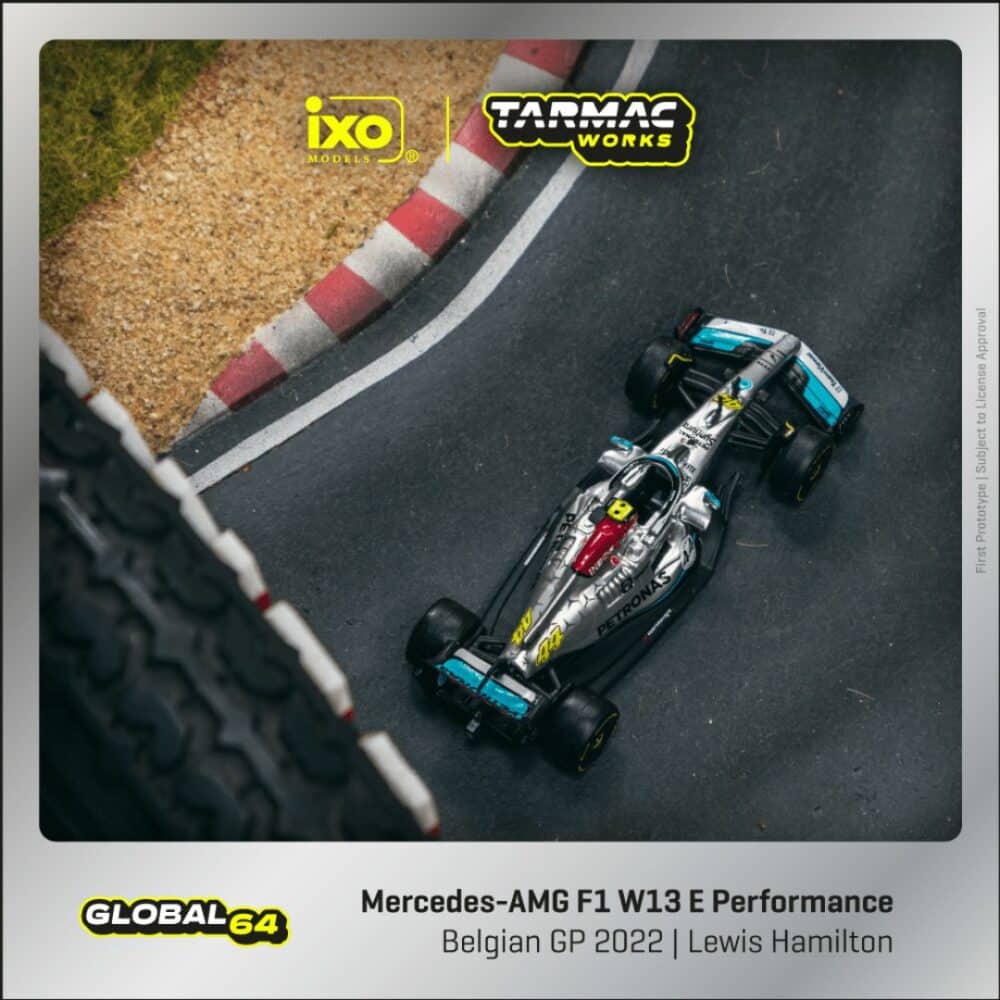 Lewis Hamilton – Mercedes W13 – 2022 Belgian GP Special Livery – 1:64 Scale Tarmac Works Model