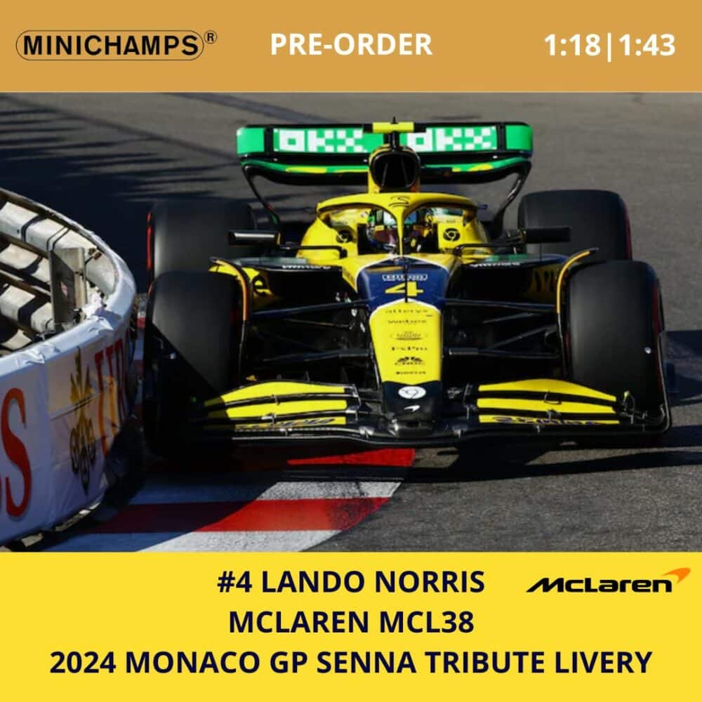 Minichamps 2024 Mclaren Lando Norris Monaco GP Senna Tribute Model 1 | IG Studio