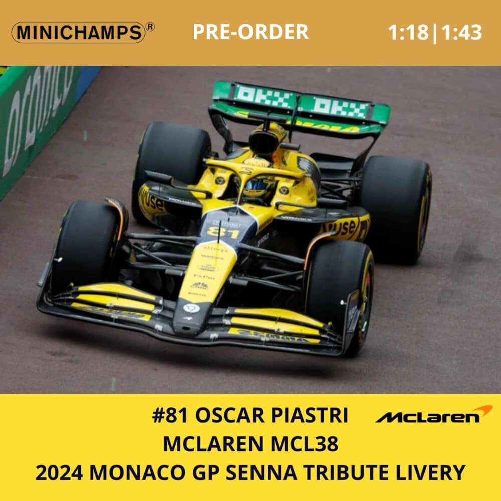 Minichamps 2024 Mclaren Oscar Piastri Monaco GP Senna Tribute Model 1 | IG Studio